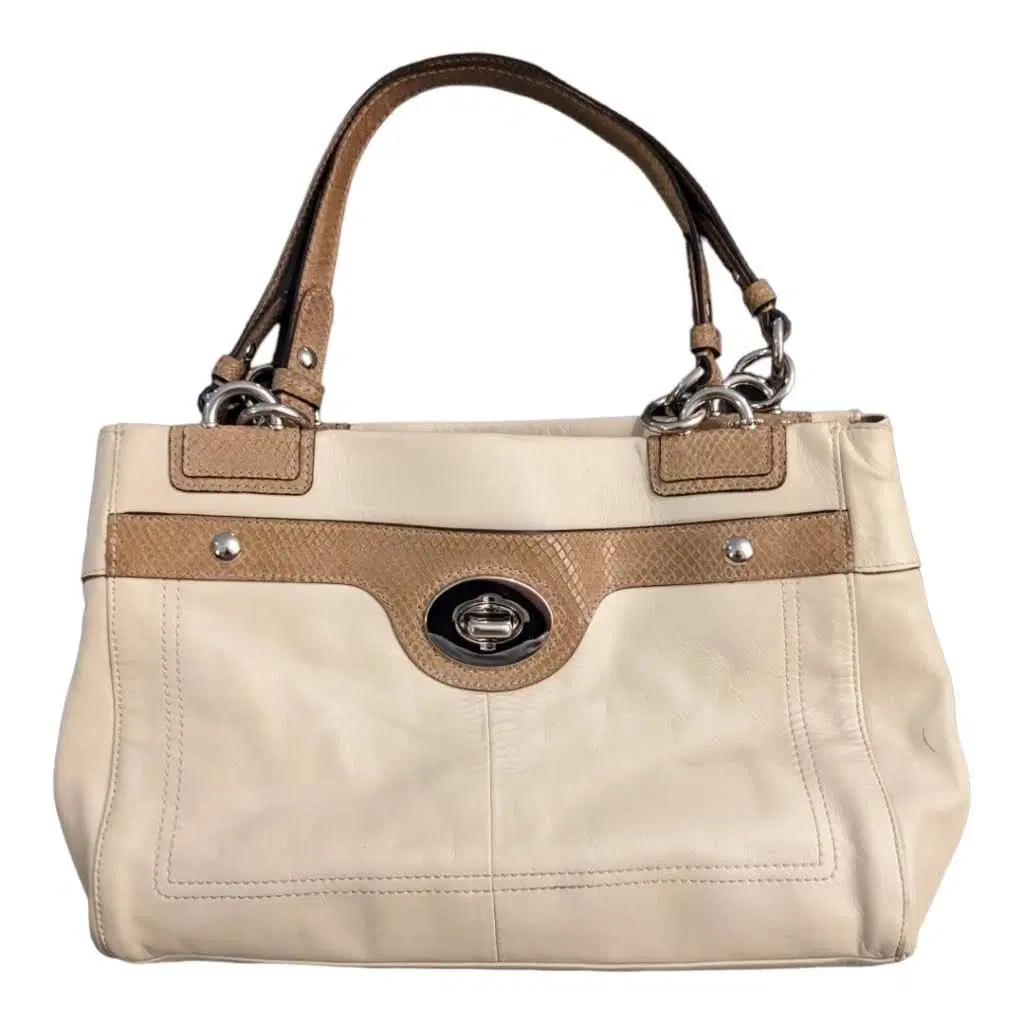 Coach Penelope Leather Brown Snakeskin Carryall Tote
