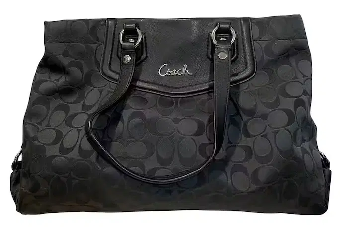 Coach Signature Ashley Carryall Black Canvas Shoulder Bag