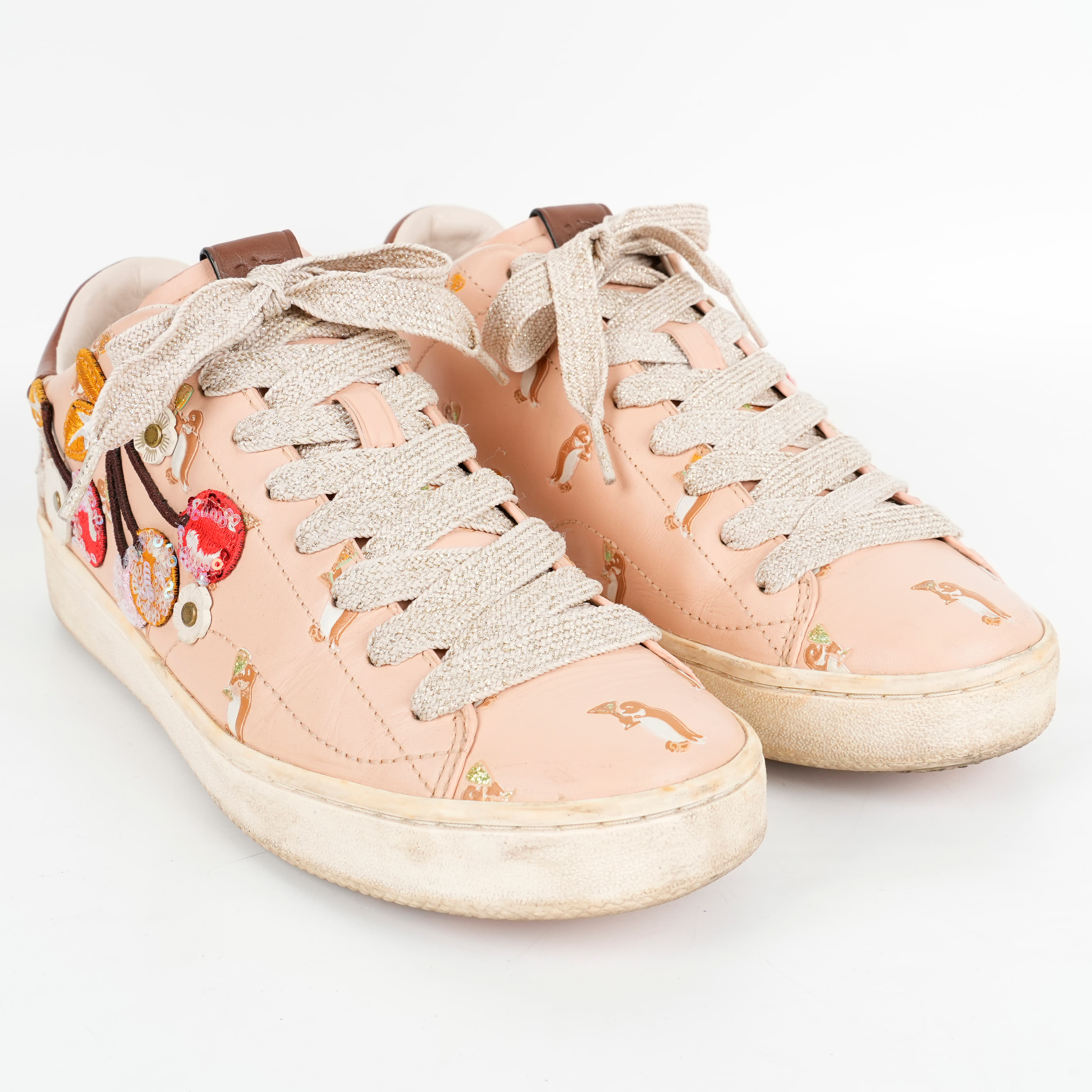 Coach Cherry Leather Sneakers, Size-Eur 40.5