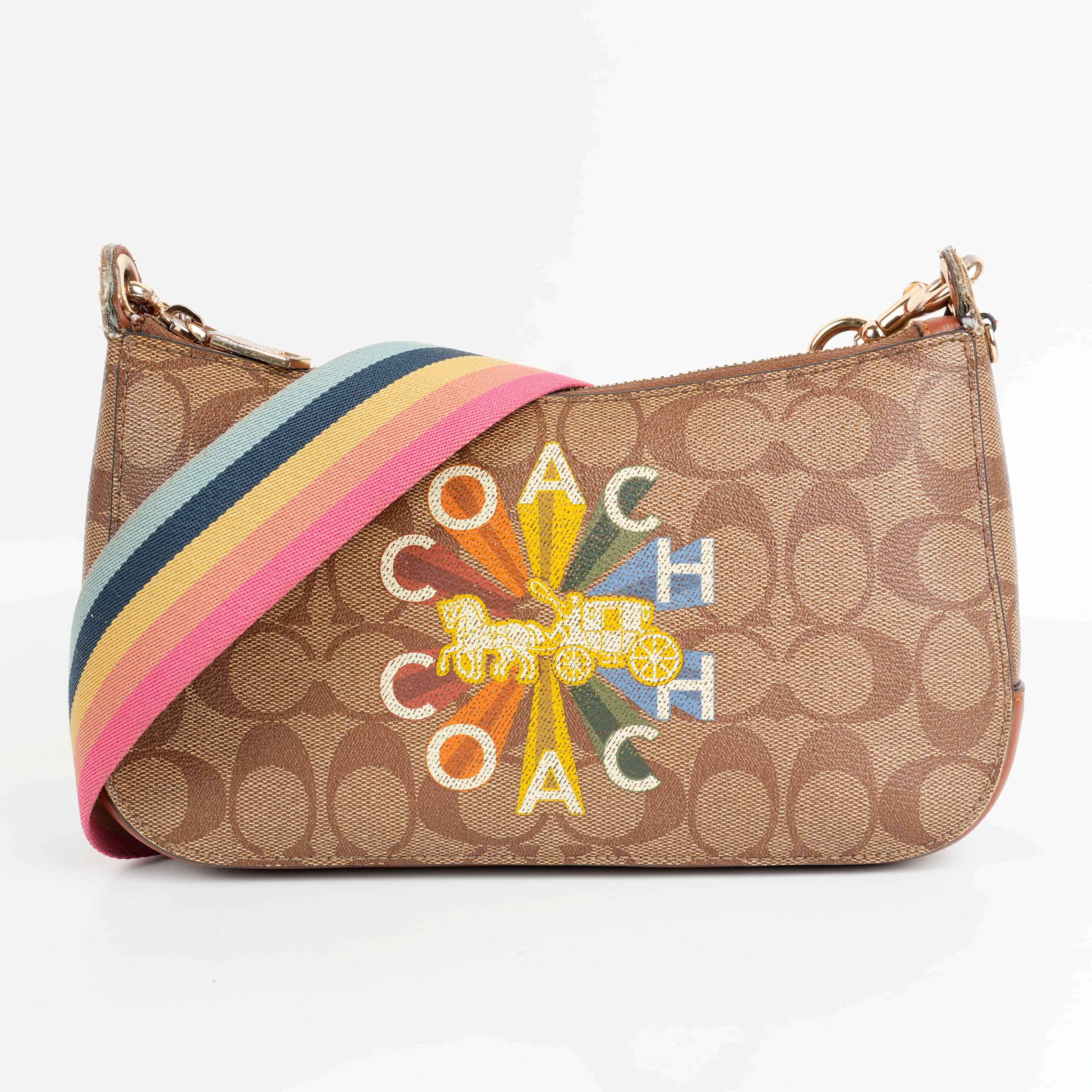 Coach Jes Baguette In Signature Canvas With Coach Radial Rainbow