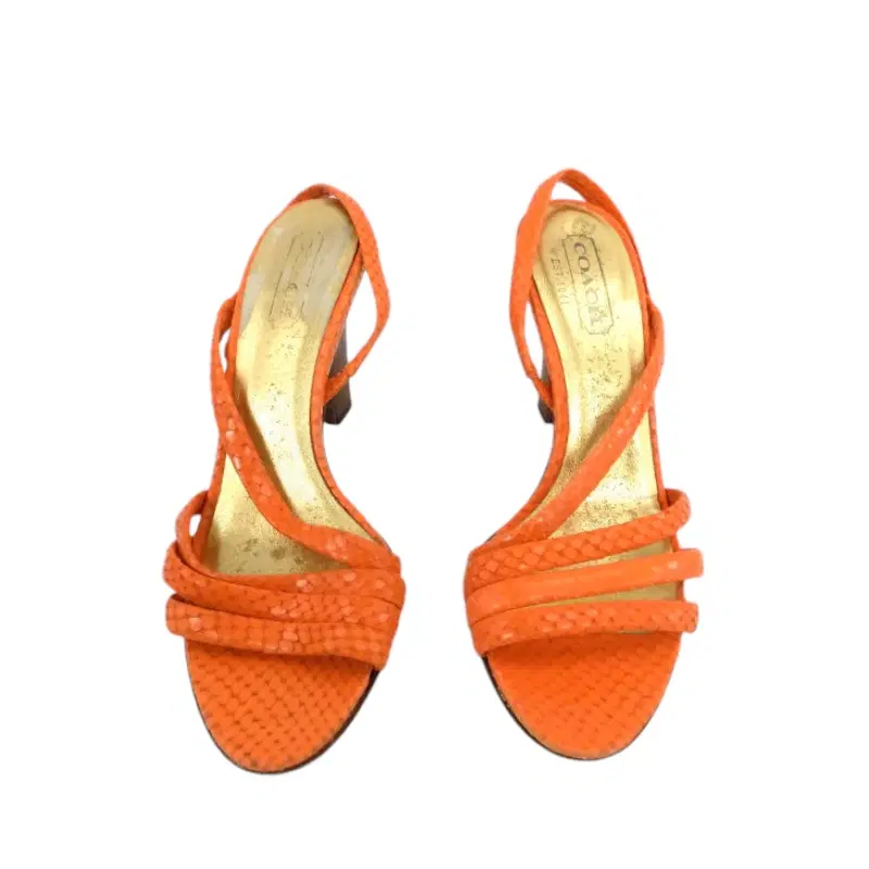 Coach Beatriz Strappy Snakeprint Orange Sandals