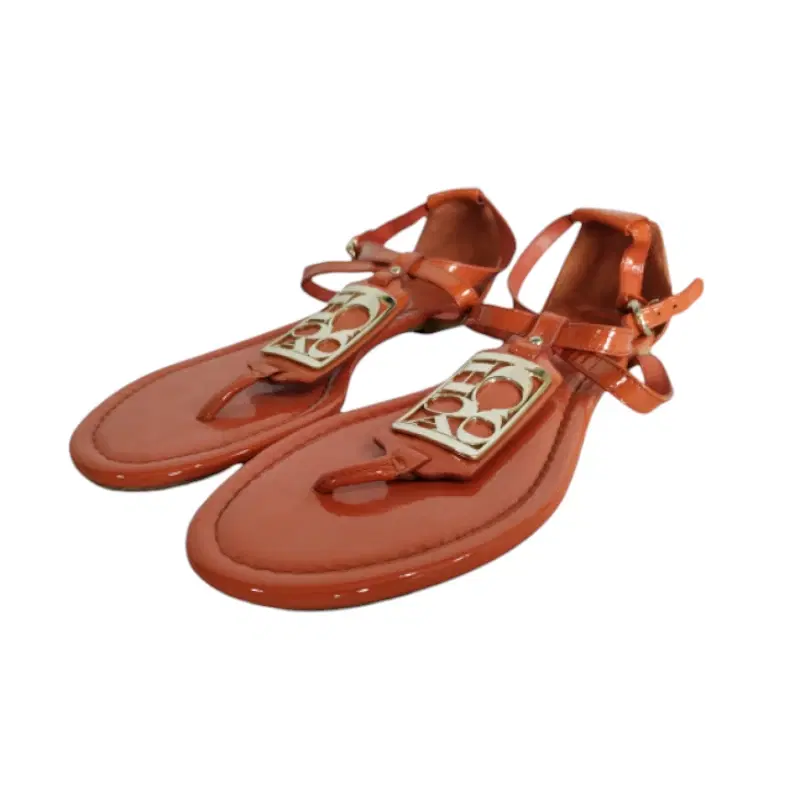 Coach Orange Patent Sandal