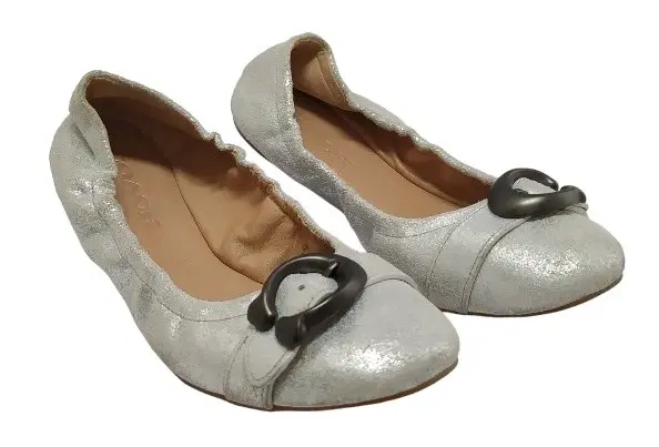 Coach Silver Signature Buckle Stanton Ballet Ballerinas