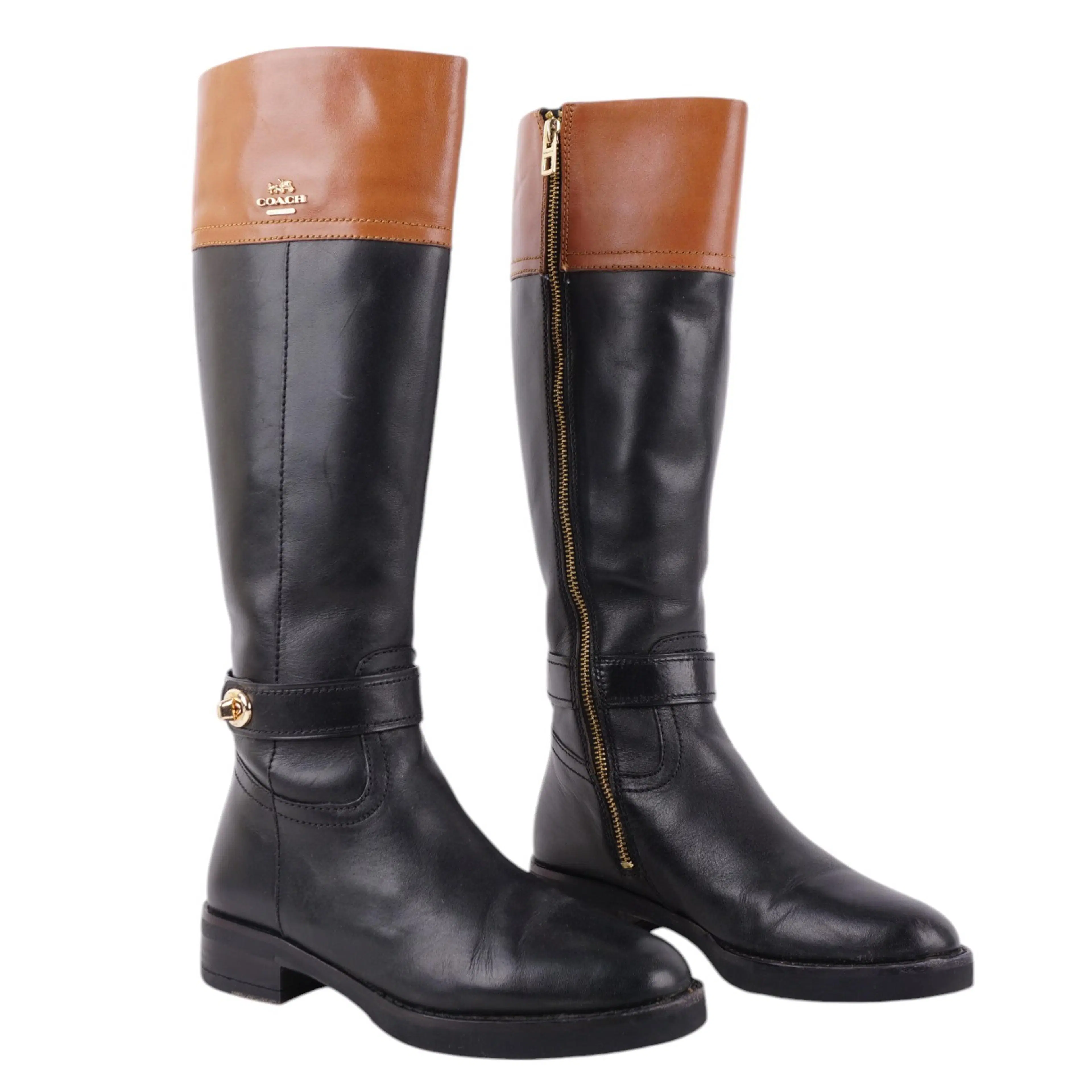 Coach EVA Round Toe Leather Knee High Boot,Size 6M