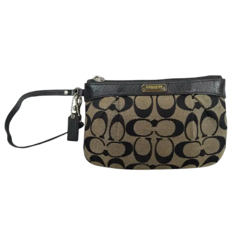 Coach Signature C Black Canvas Wristlet