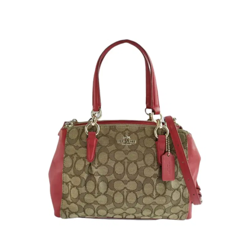Coach Christie Carryall Red Signature Jacquard Satchel
