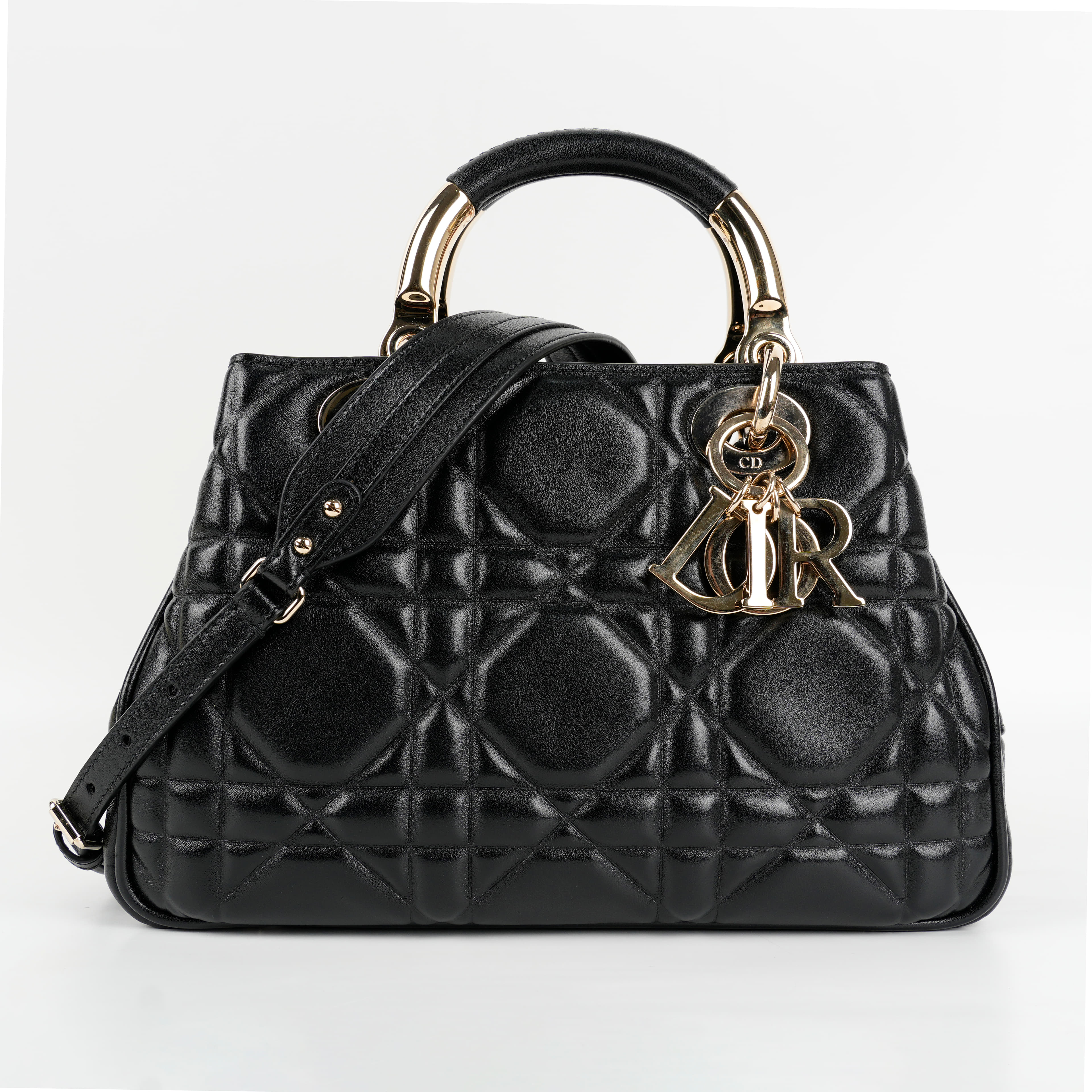 Dior Black Leather Lady Dior 95.22 Bag
