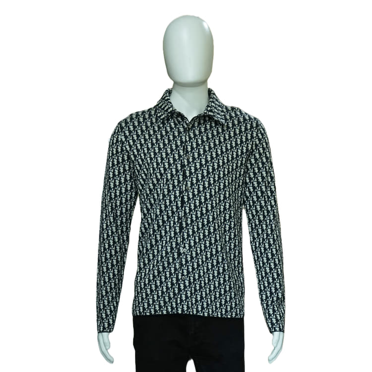 Dior Oblique Long Sleeves Cotton Logo Shirts-Hover-Image