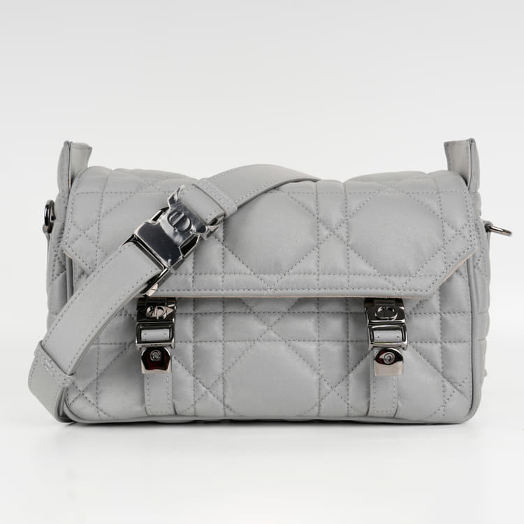 Dior Silver Metallic Leather Small Diorcamp Shoulder Bag-Hover-Image