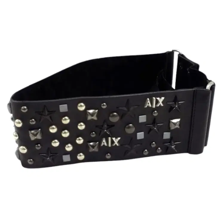 Armani Exchange Black Studded Belt-Hover-Image