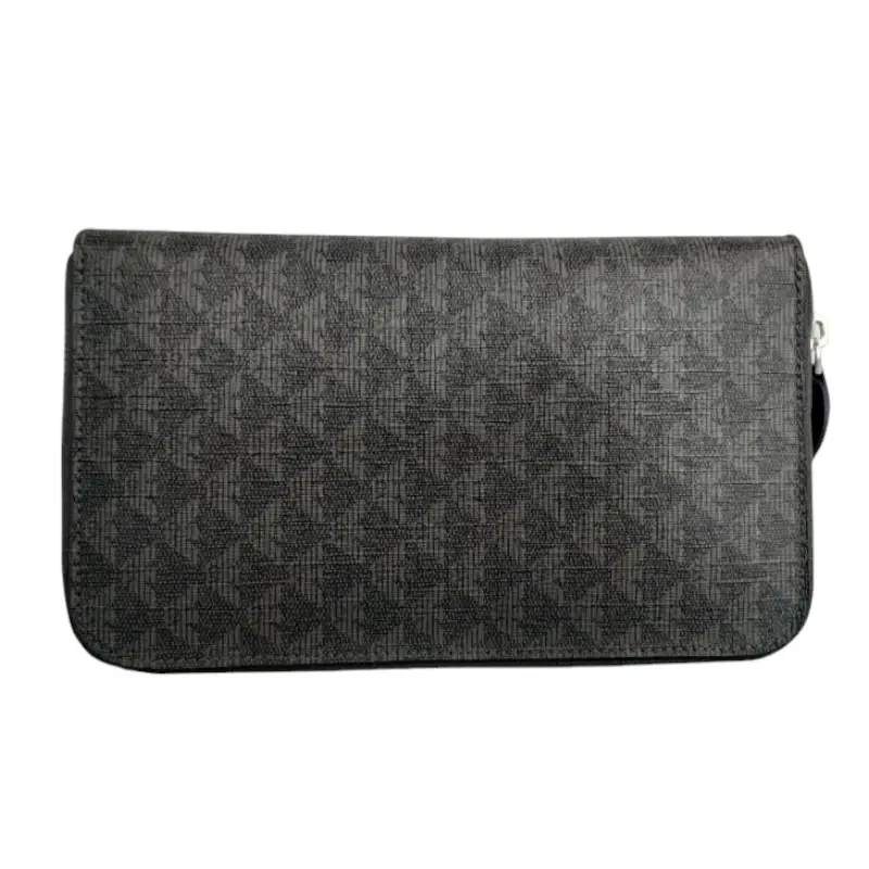Emporio Armani Black and Grey Logo Printed Zip Around Wallet