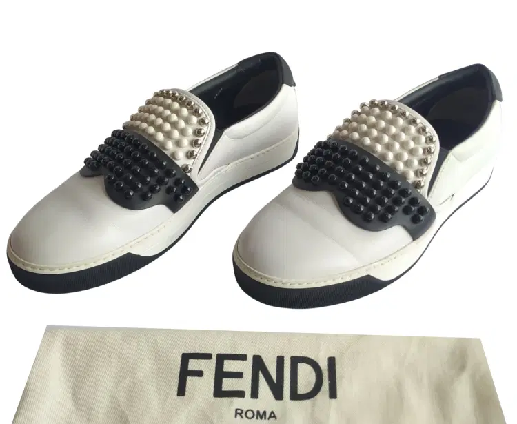 Fendi Karlito Studded Leather Slip On Sneakers-Hover-Image