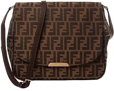 Fendi Tobacco Zucca Canvas and Leather Flap Crossbody Bag