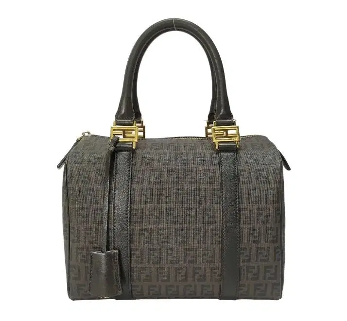 Fendi Brown Zucchino Coated Canvas and Leather Forever Bauletto Boston Bag