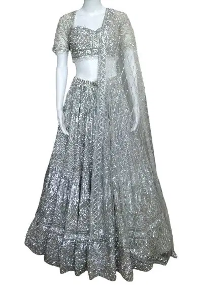 Falguni & Shane Peacock Silver Embellished Lehenga Set