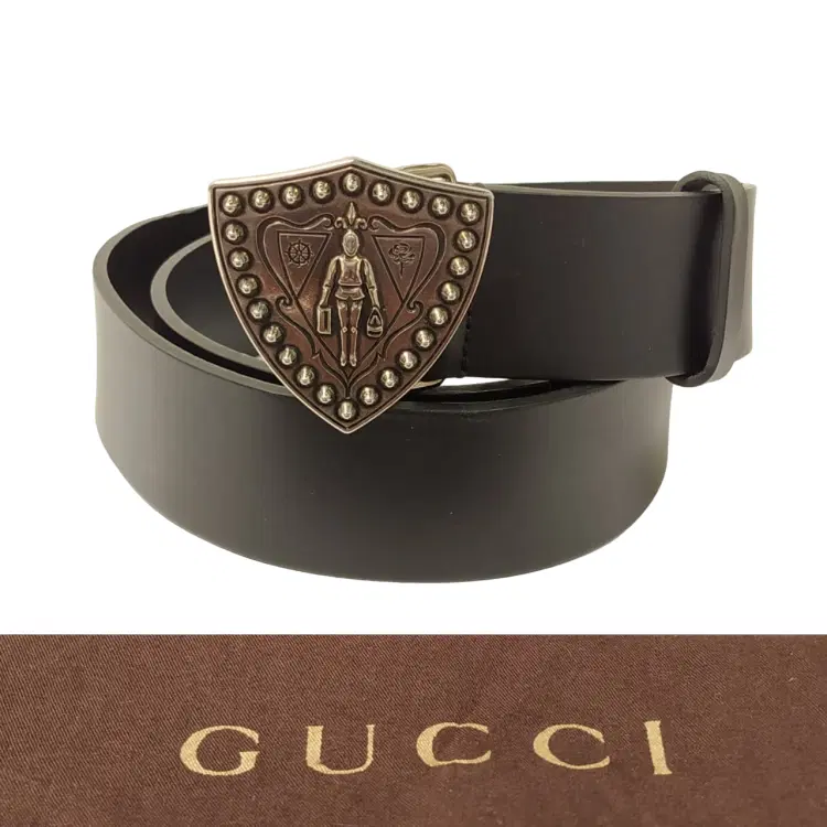 Gucci Black Hysteria Leather Crest Buckle Belt-Hover-Image