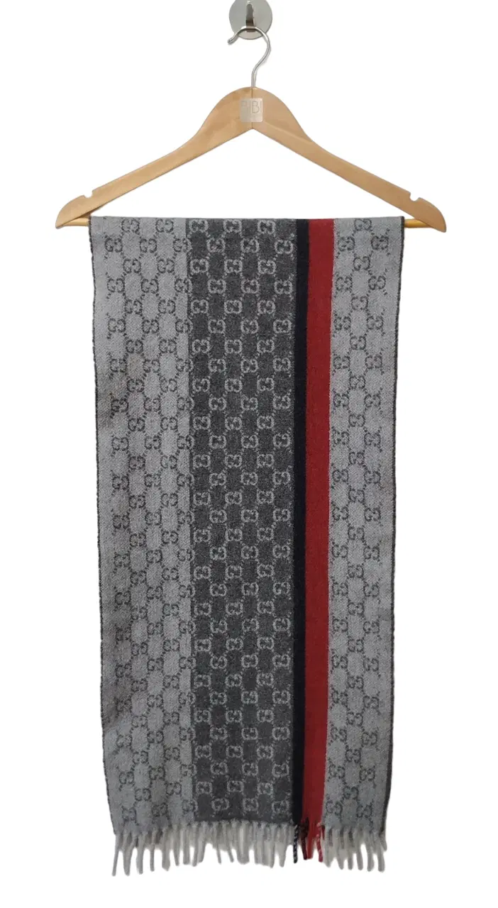 Gucci Grey Monogram Silk And Wool Stole