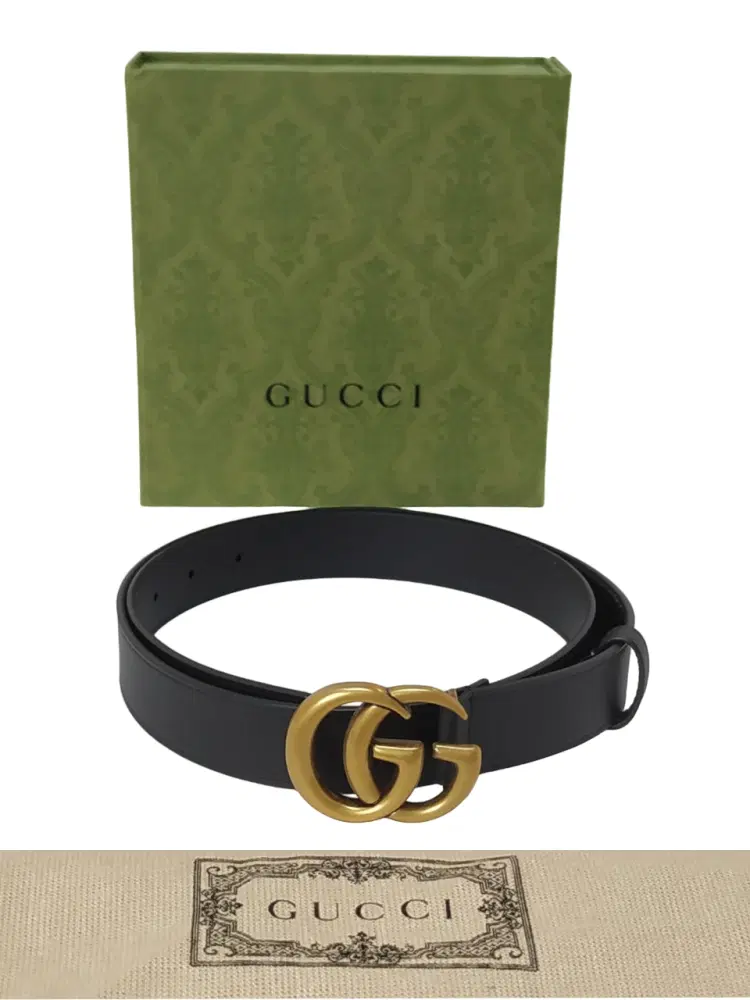 Gucci GG Marmont Shiny Buckle Leather Belt-Hover-Image