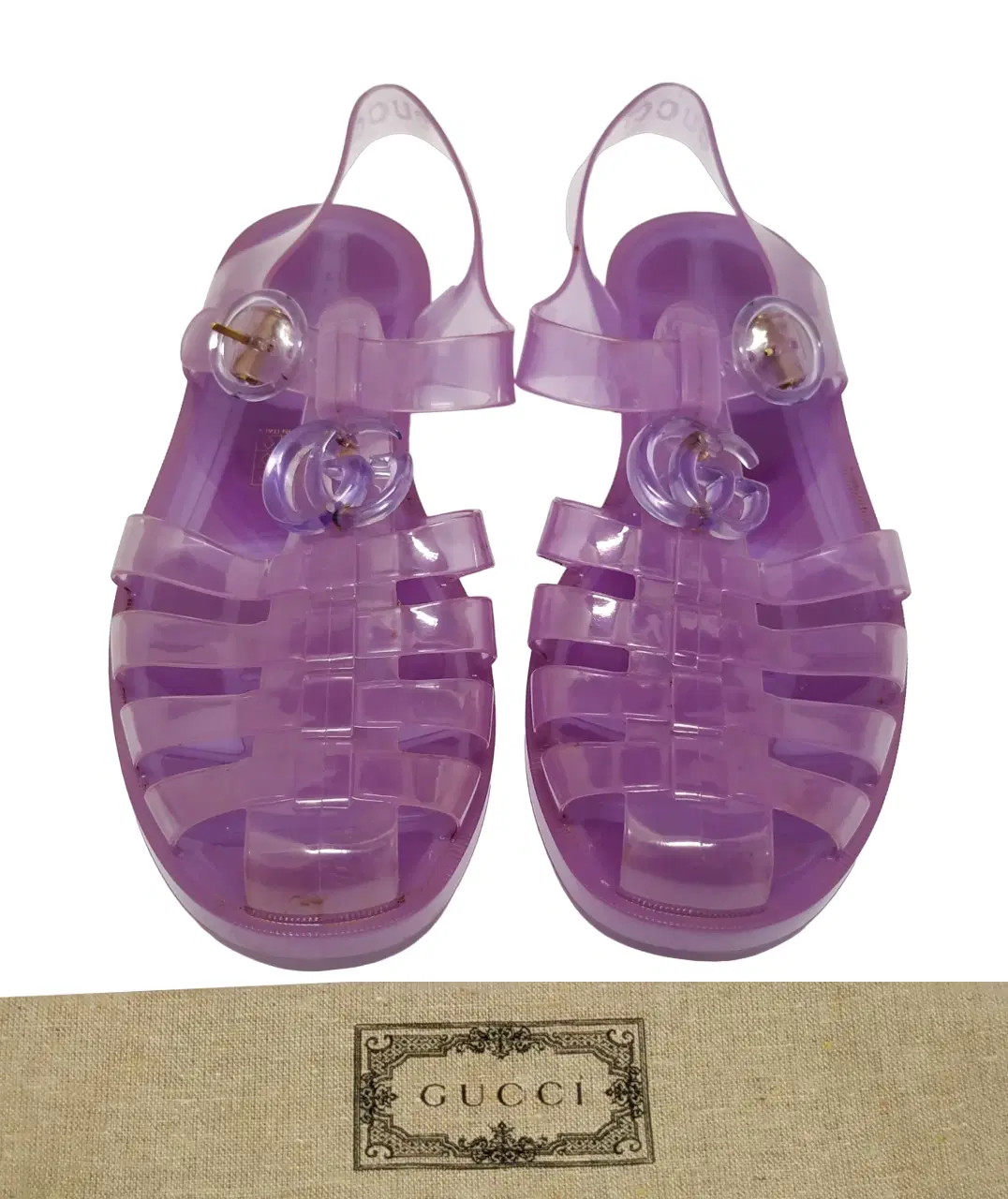 Gucci GG Logo Embossed Jelly Flat Sandals