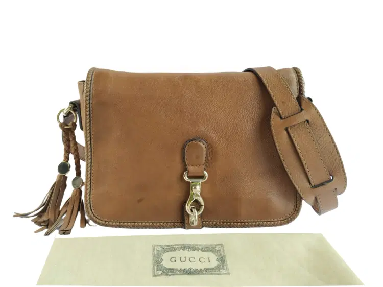 Gucci Brown Leather Marrakech Medium Flap Messenger Bag-Hover-Image