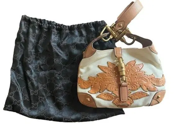 Gucci Floral Patch Studded jackie o Hobo Bag