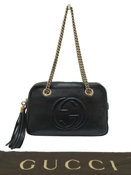 Gucci Soho Leather Double Chain Strap Shoulder Bag