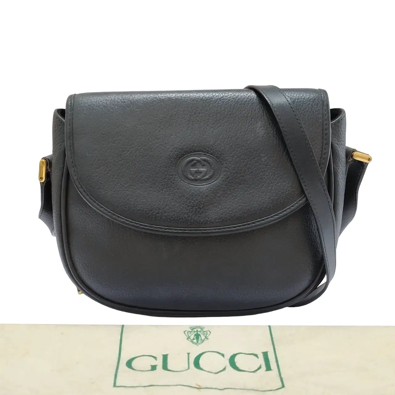 Gucci Vintage Black Leather Crossbody Bag