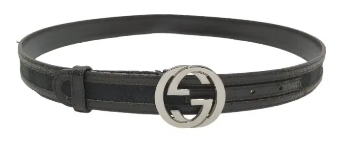 Gucci Black GG Canvas and Leather Interlocking G Buckle
