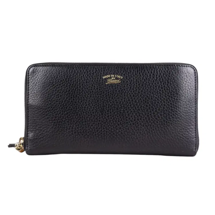 Gucci Black Leather Bamboo Tassel Zip Around Wallet-Hover-Image