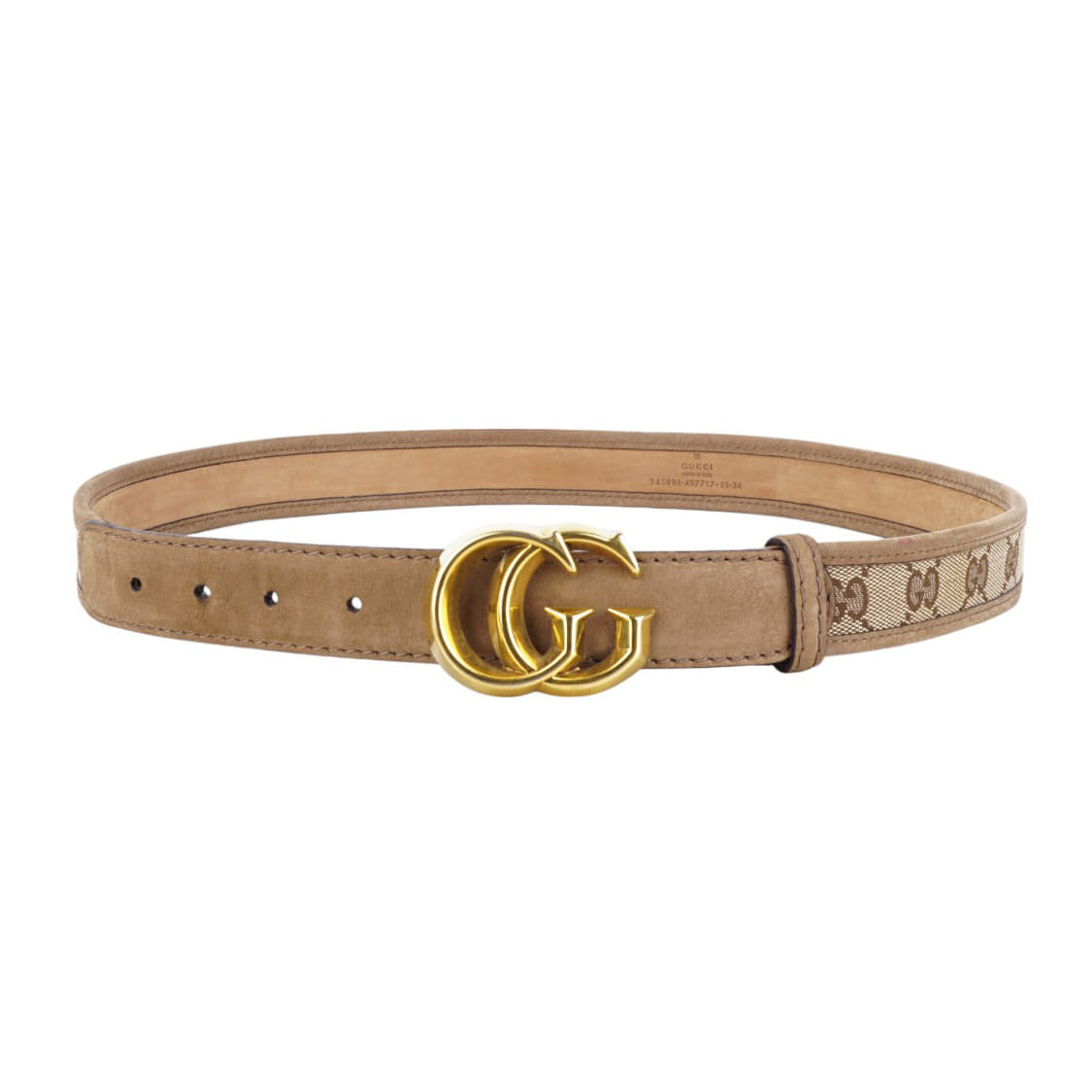 Gucci Brown Guccissima Canvas and Leather GG Buckle Belt