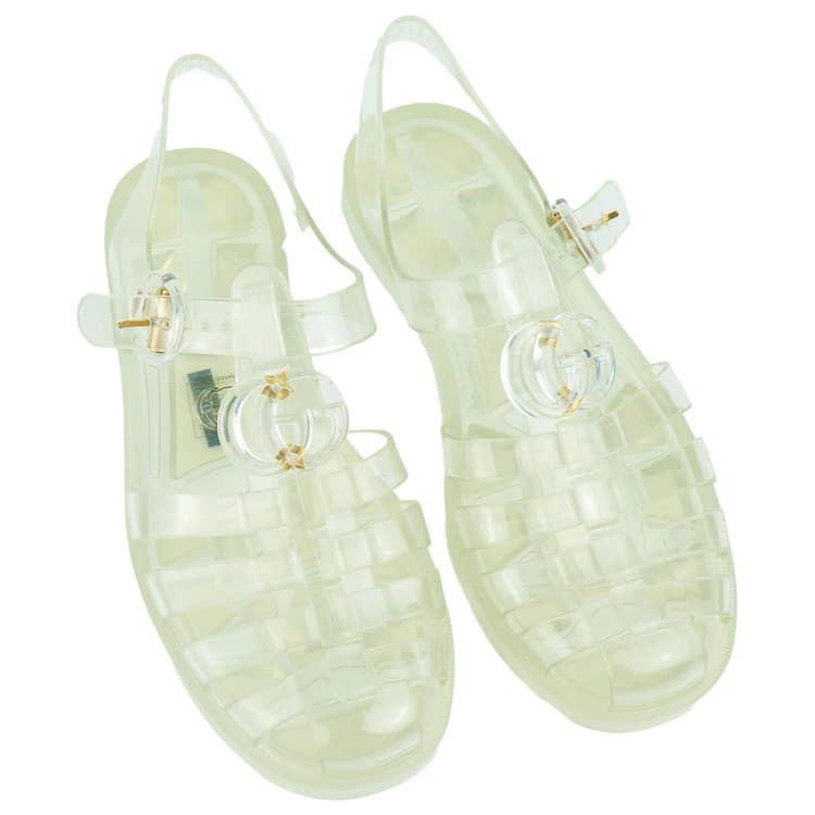 Gucci Double G Fisherman Jelly Clear Sandals,Size 39-Hover-Image