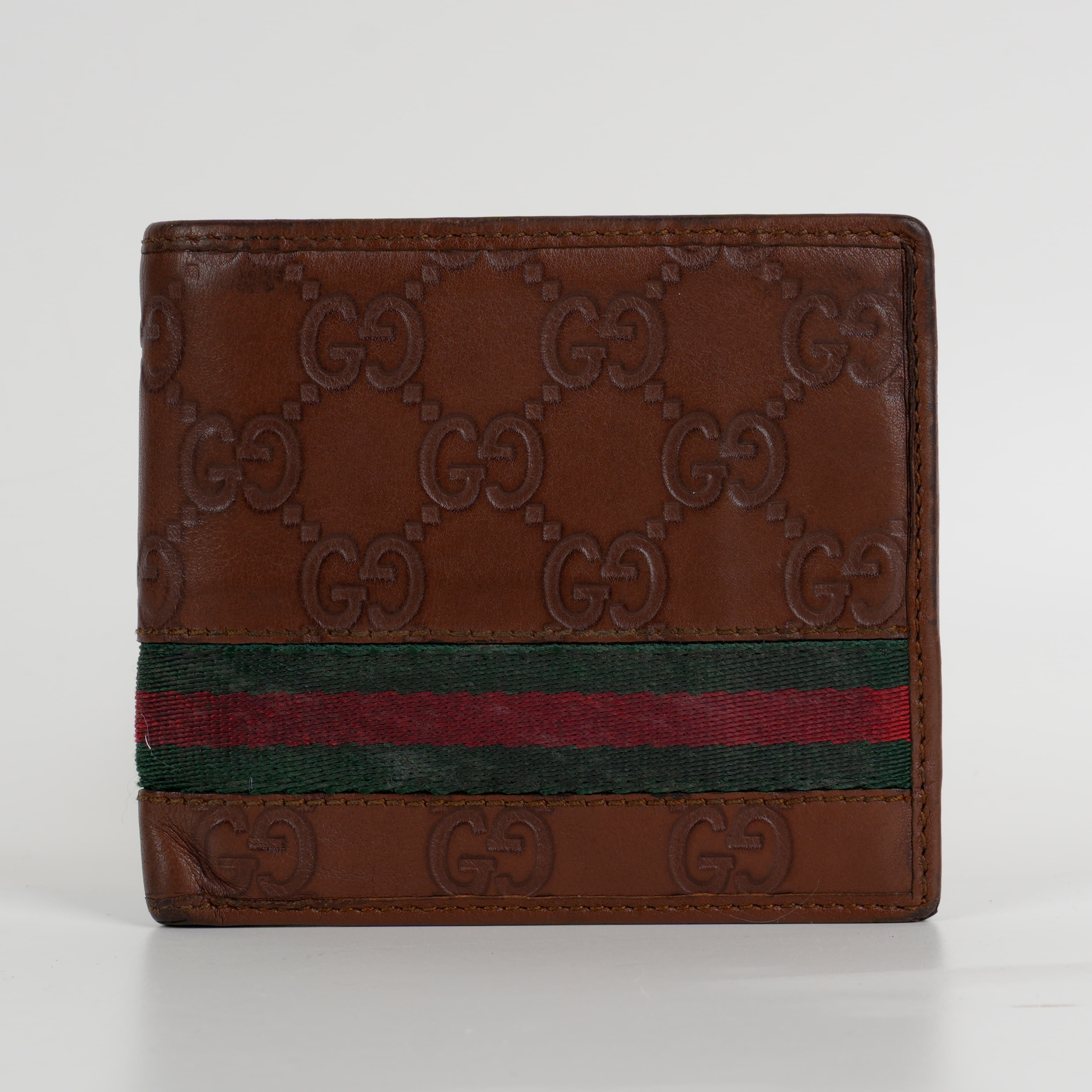 Gucci Brown Guccissima Leather Web Bifold Wallet