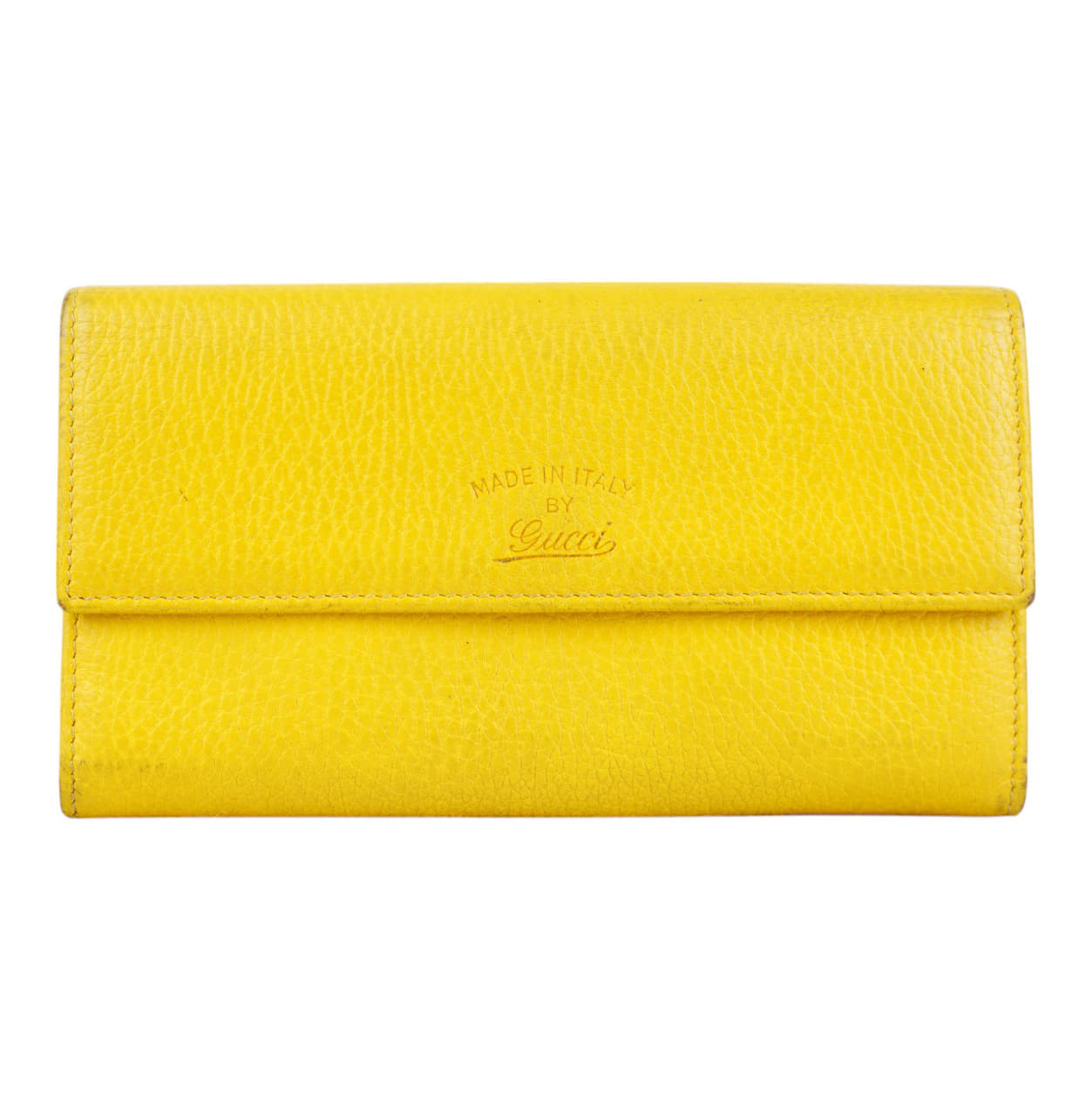 Gucci Mustard Yellow Leather Swing Flap Continental Wallet