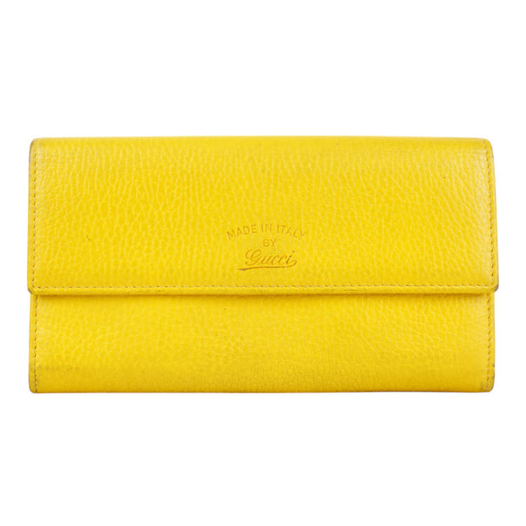 Gucci Mustard Yellow Leather Swing Flap Continental Wallet-Hover-Image