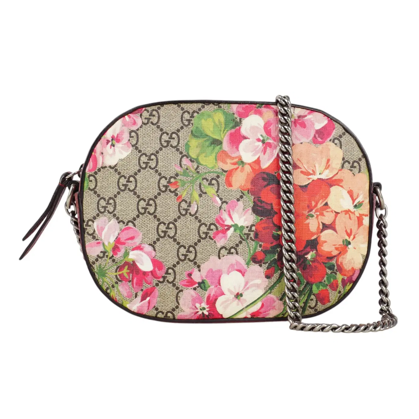 Gucci Pink GG Blooms Canvas and Leather Chain Crossbody Bag