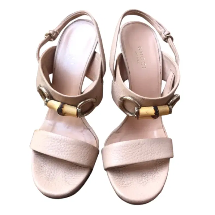 Gucci Beige Leather Bamboo Horsebit Slingback Sandals-Hover-Image