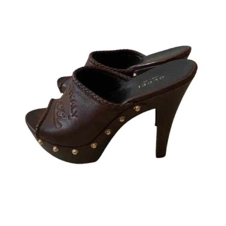 Gucci Craft Brown Leather Clog Mule heel-Hover-Image