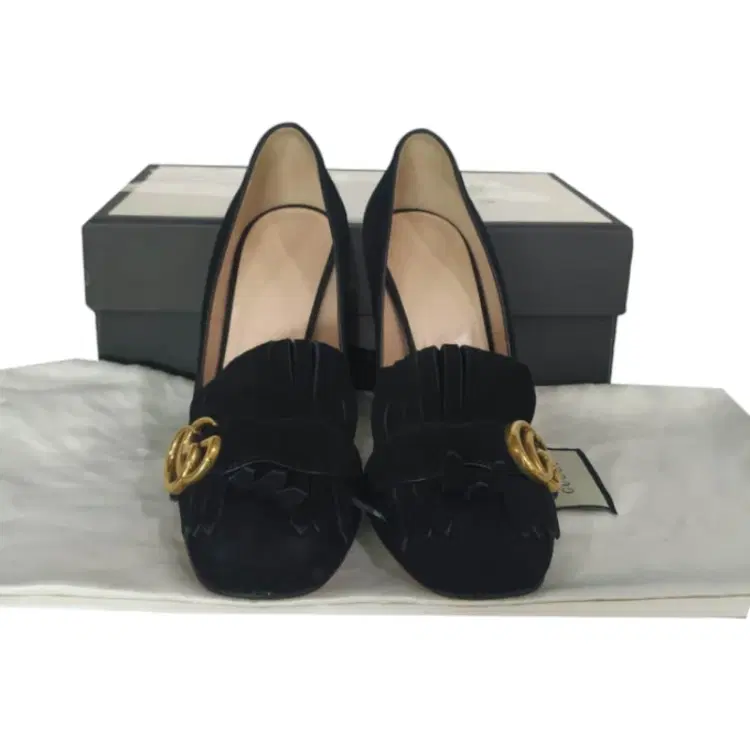 Gucci GG Marmont Black Suede Fringe Pump-Hover-Image