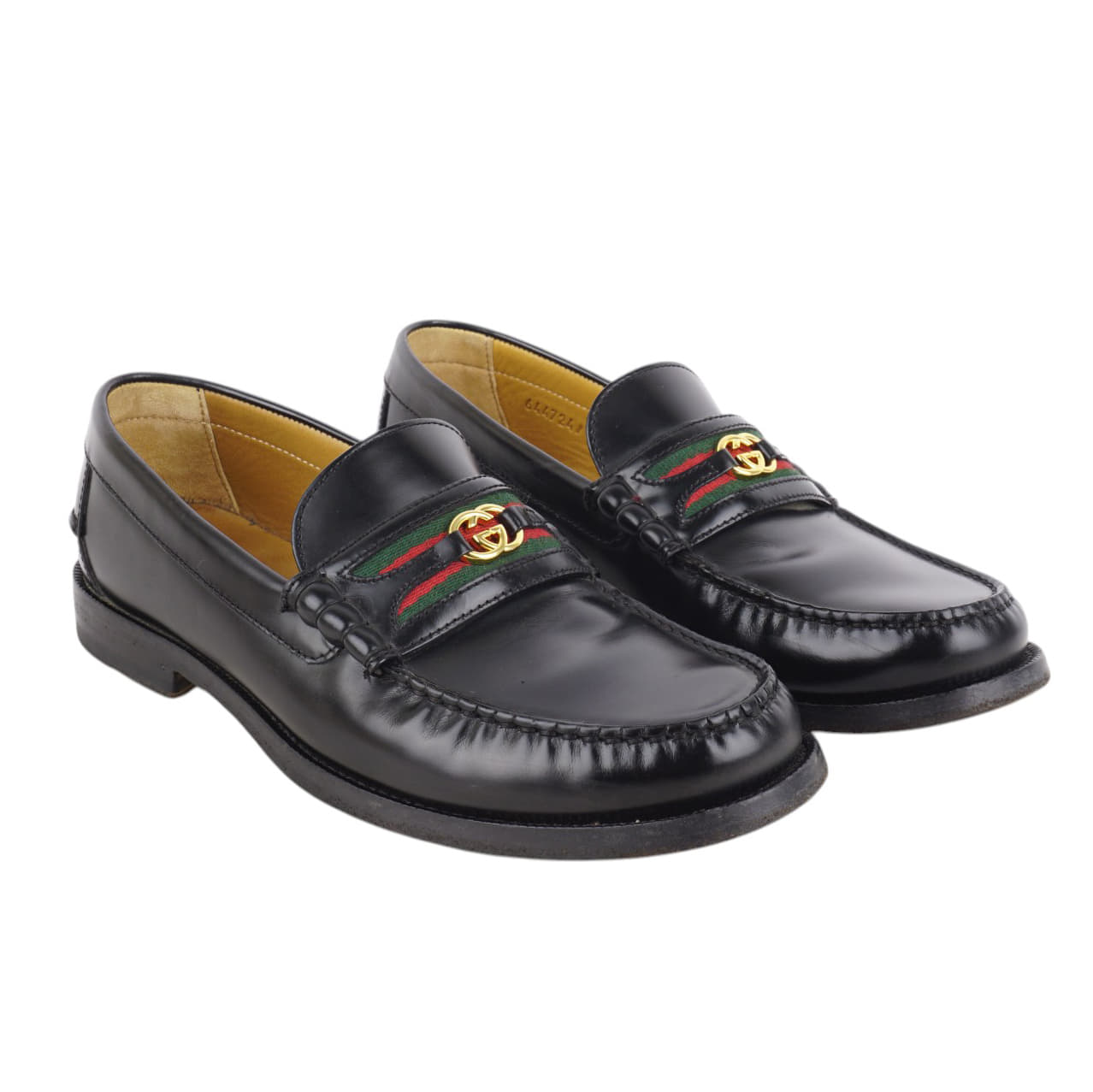 Gucci GG Web Kaveh Leather Loafers, Size 7