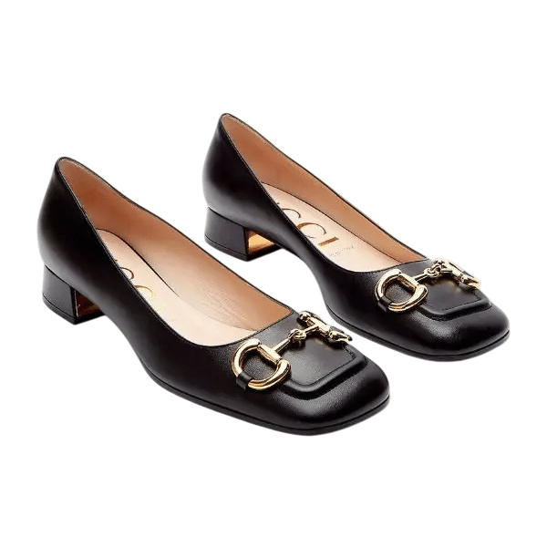 Gucci Mid Heel Pumps With Horsebit Black