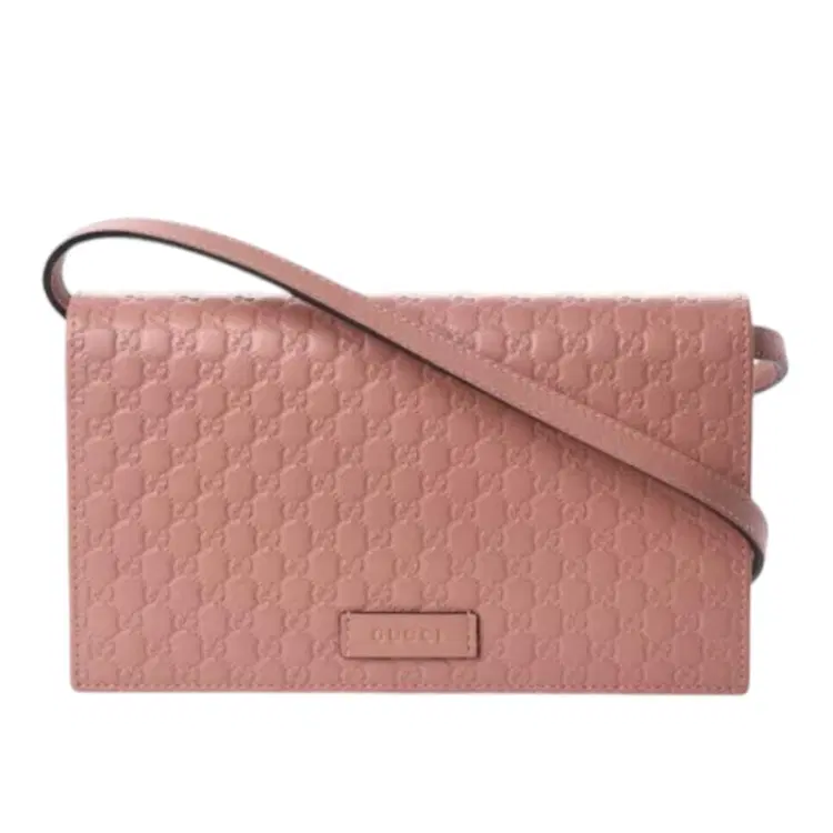 Gucci Micro Guccissima Pink Leather Convertible Crossbody Wallet-Hover-Image