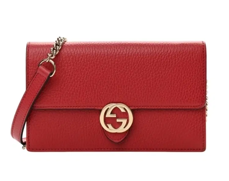 Gucci GG Interlocking Red Leather Chain Shoulder Bag-Hover-Image