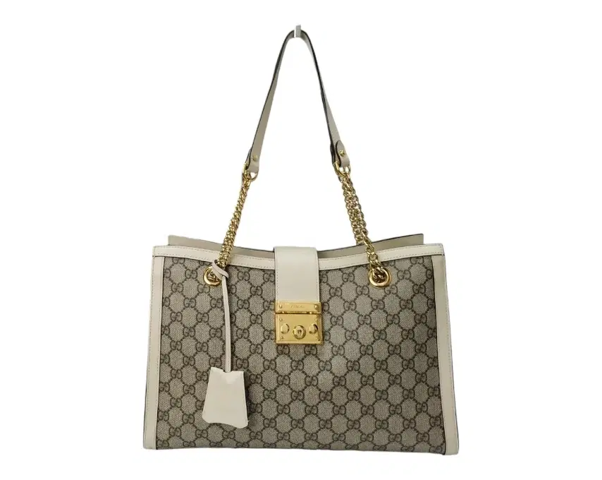 Gucci GG Supreme Padlock Medium Shoulder Bag Beige