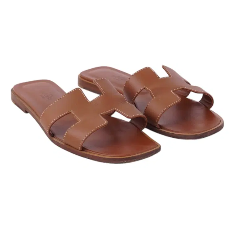 Hermes Oran Sandal In Gold, Size - 38-Hover-Image