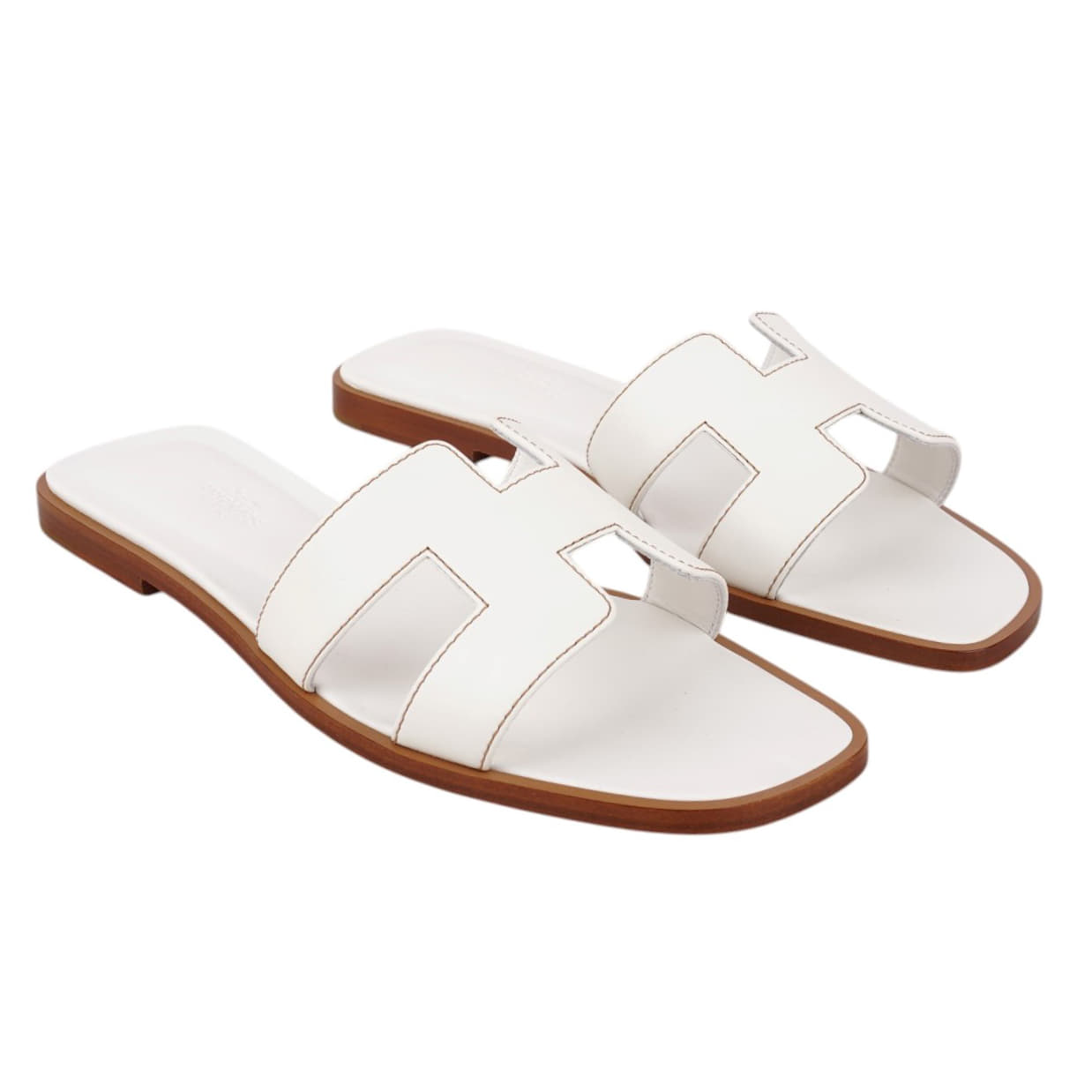 Hermes Blanc Oran Sandal, Size 36.5