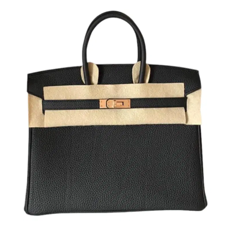 Hermes Birkin 25 Black Togo Rose Gold Hardware Handbag