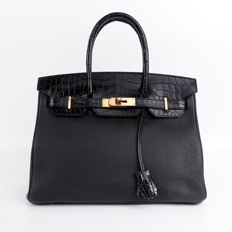 Hermes Birkin Touch 30 Black Crocodile / Togo Leather Bag -Full Set-Hover-Image