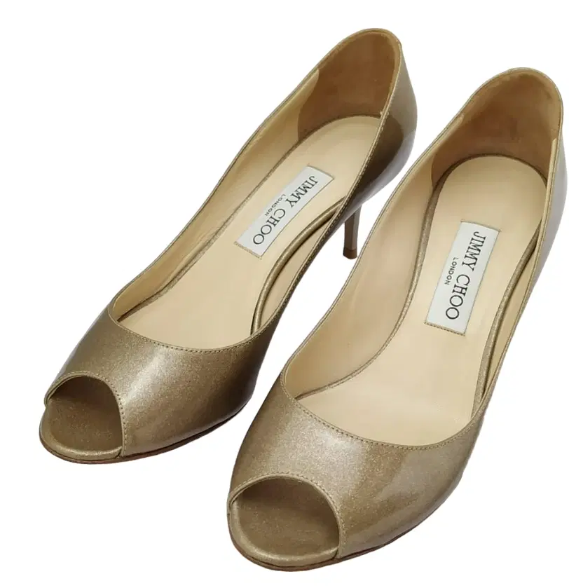 Jimmy Choo Glitter Patent Leather Isabel Peep Toe Pumps