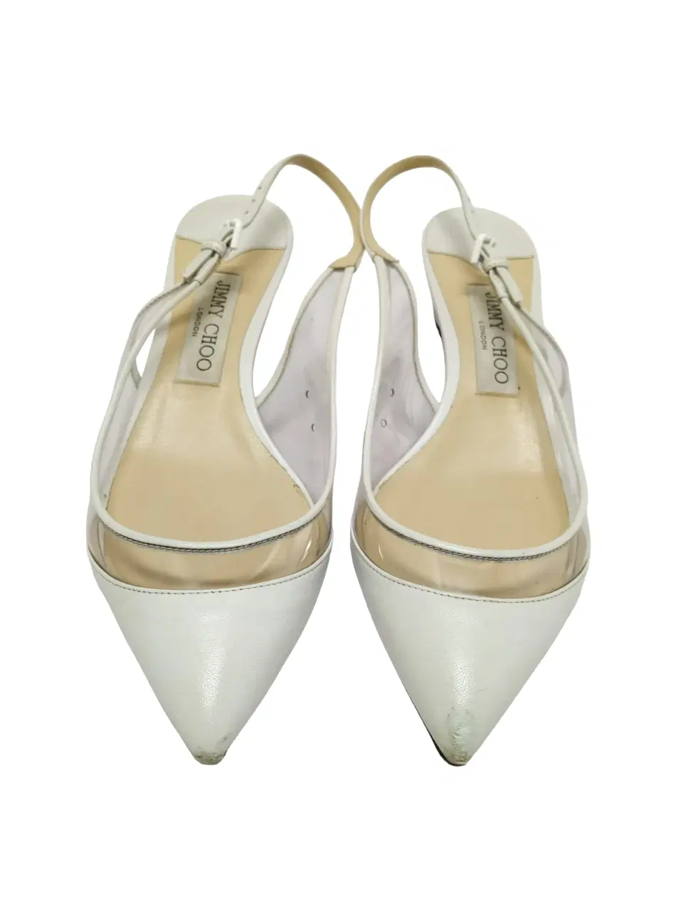 Jimmy Choo Gemma 40 White & Clear Leather Plexi Slingback Pump