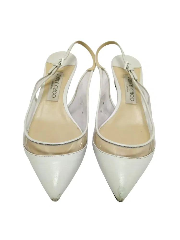 Jimmy Choo Gemma 40 White & Clear Leather Plexi Slingback Pump-Hover-Image